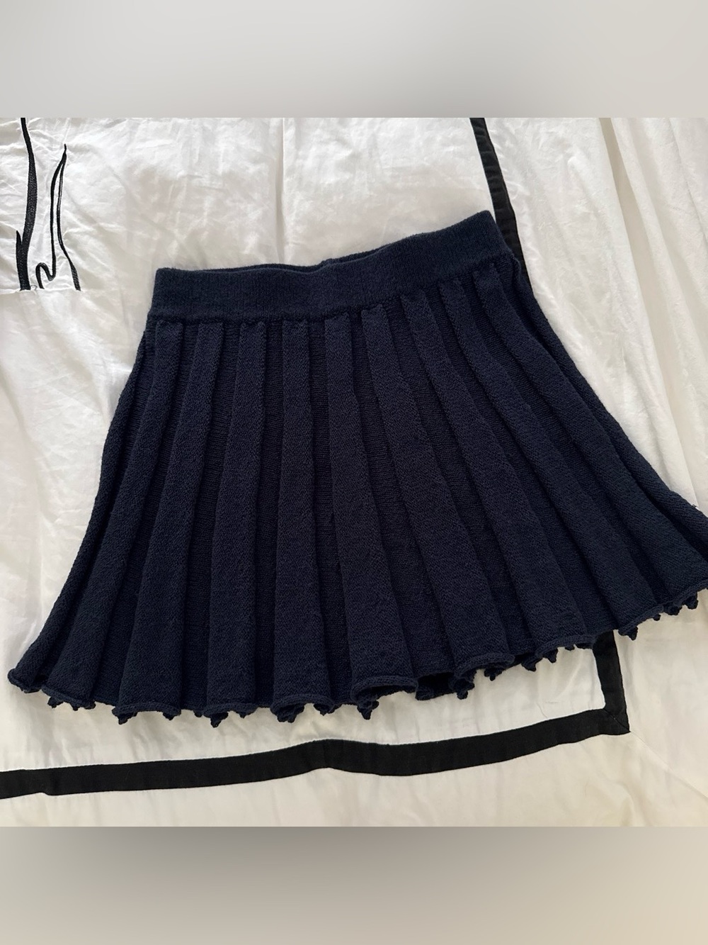 Mustard Seed Navy Pleated Mini Skirt